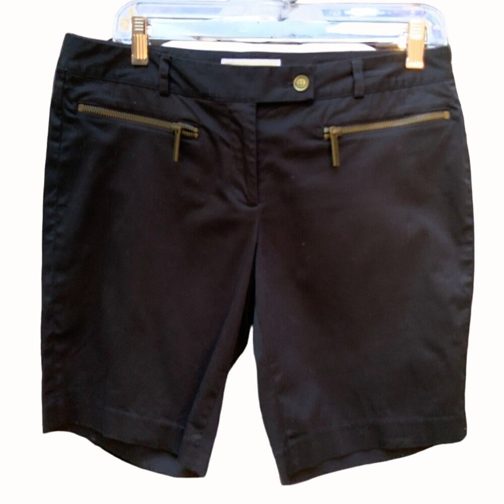 Michael Michael Kors ladies solid black flat front chino style shorts size 6